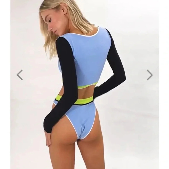 NWT OneOne Swimwear Bikini Set Hawaii Karen Paulina Long Sleeve High Waist NEW - Picture 7 of 12